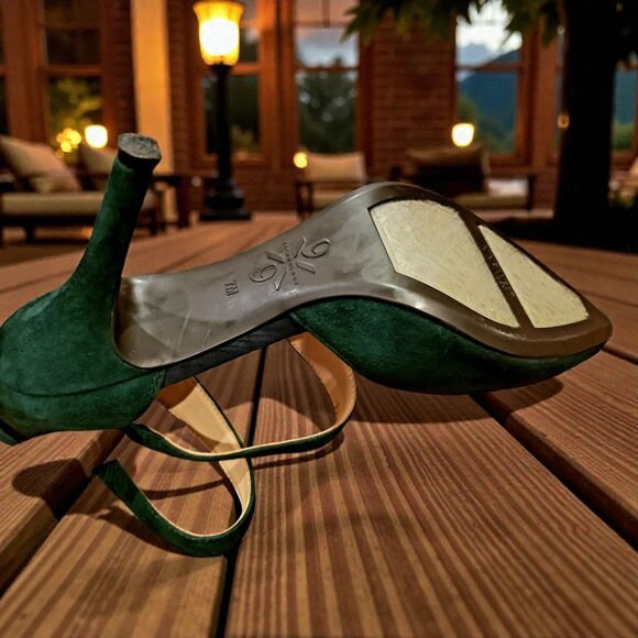 Nine West Green Suede Strappy Heels • Size 7M • Pointed Toe - Picture 7 of 7